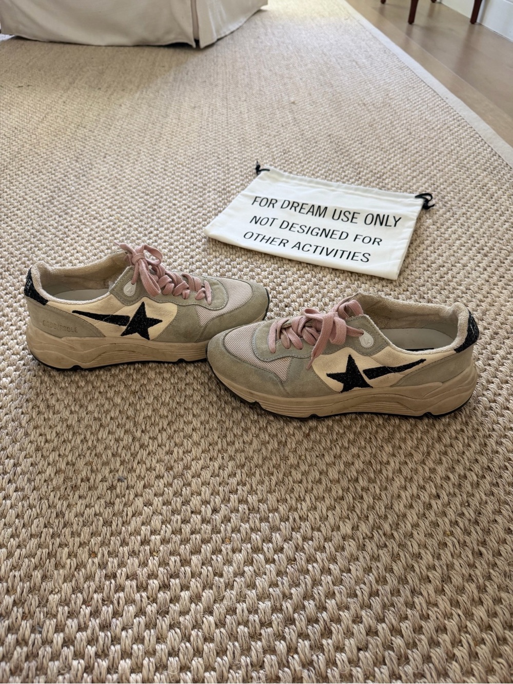 Golden Goose Women's Running in Beige with Glitter Black Star